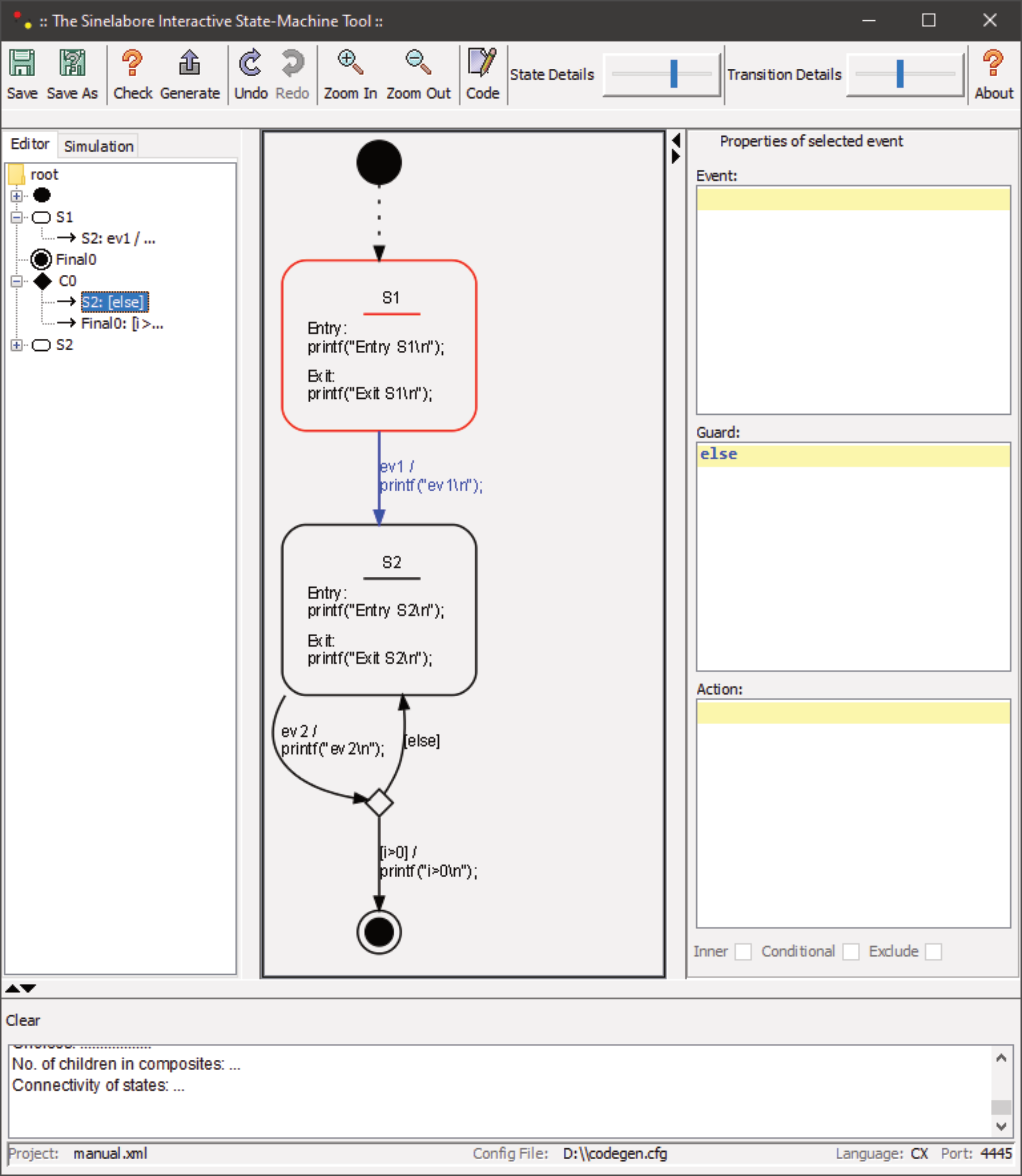  The first diagram with an init state, a normal state, a final state and a choice.
